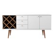 Pemberly Row Wood Wine Rack Sideboard in White Gloss & Maple Cream
