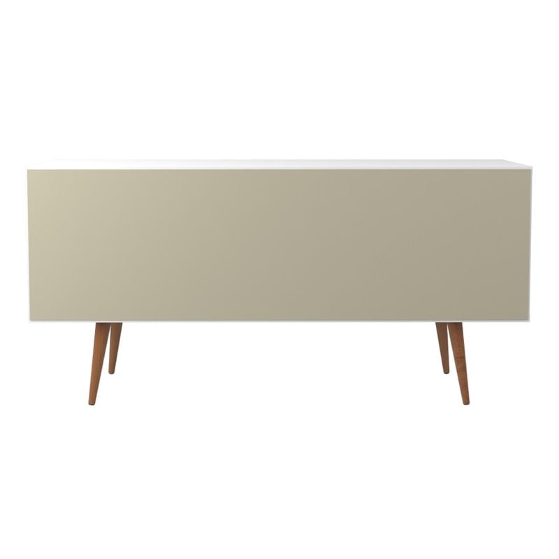 Pemberly Row Wood Wine Rack Sideboard in White Gloss & Maple Cream