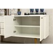 Pemberly Row Wood Wine Rack Sideboard in White Gloss & Maple Cream