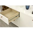 Pemberly Row Wood Wine Rack Sideboard in White Gloss & Maple Cream
