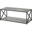 Pemberly Row Modern Coffee Table in Faux Birch Gray Wood Finish