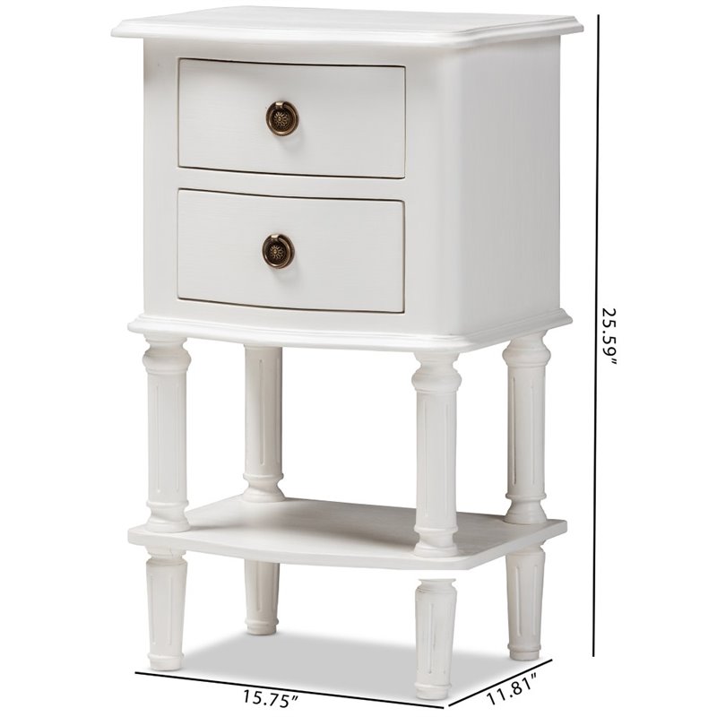Pemberly Row Modern / Contemporary 2 Drawer Nightstand in White