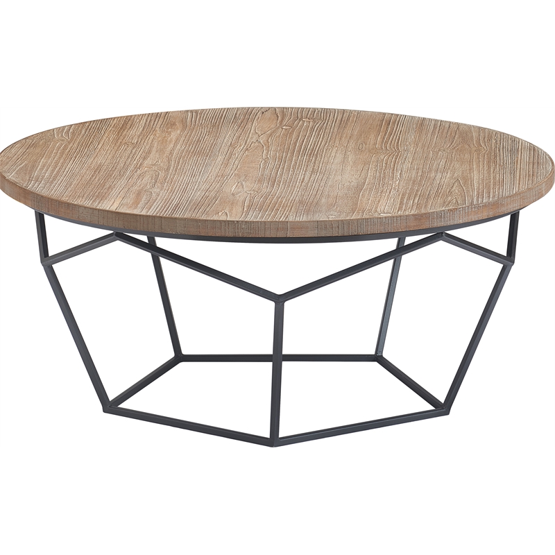 Pemberly Row Contemporary Transitional Round Coffee Table Brown