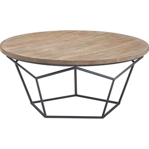Pemberly Row Contemporary Transitional Round Coffee Table Brown