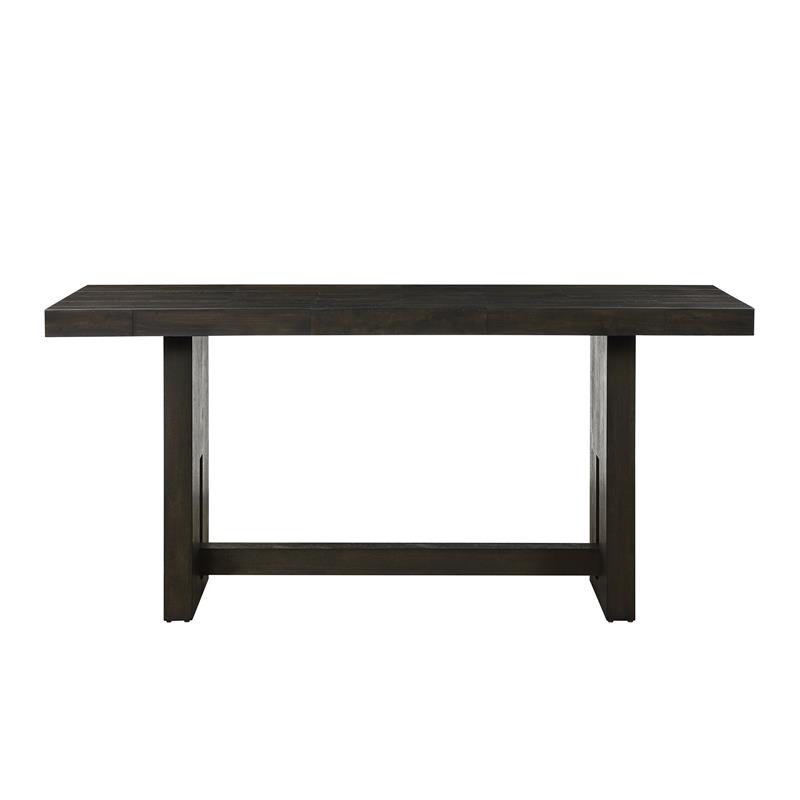 Pemberly Row Rectangular Wood Trestle Counter Height Table in Distressed Walnut