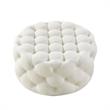 Pemberly Row Modern Linen Fabric Cocktail Ottoman in Cream/White