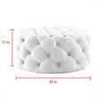 Pemberly Row Modern Linen Fabric Cocktail Ottoman in Cream/White