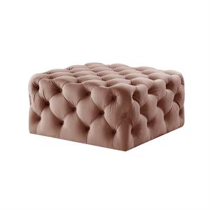 Pemberly Row Contemporary Velvet Cocktail Ottoman Blush Pink