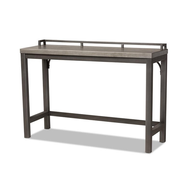 Pemberly Row Gray Upholstered 3-Piece Metal Counter Table Set