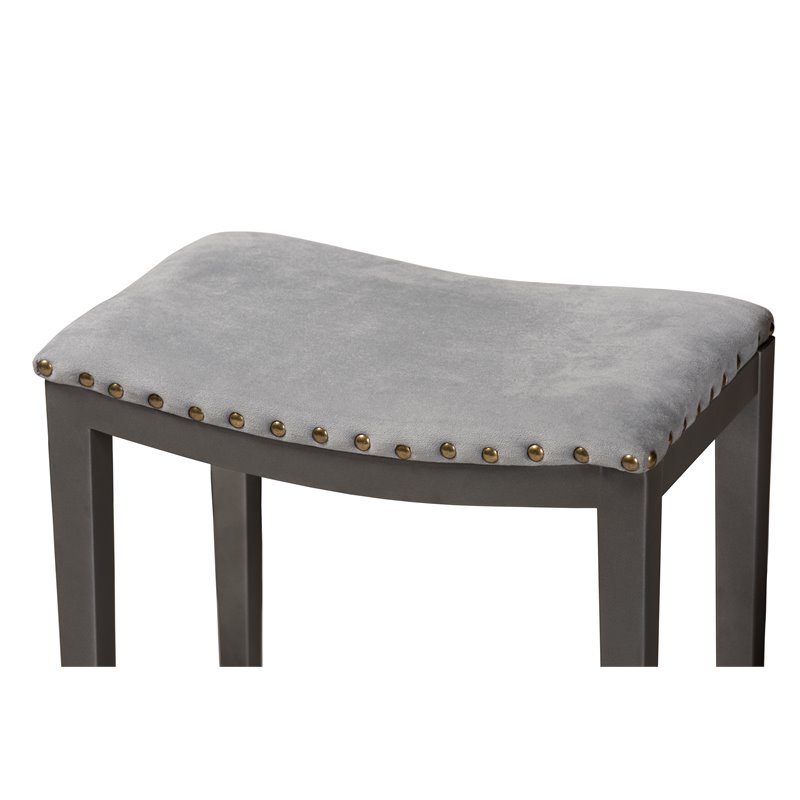 Pemberly Row Gray Upholstered 3-Piece Metal Counter Table Set