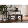 Pemberly Row Gray Upholstered 3-Piece Metal Counter Table Set