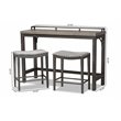 Pemberly Row Gray Upholstered 3-Piece Metal Counter Table Set