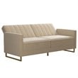 Pemberly Row Coil Futon Modern Sofa Bed and Couch in Ivory Velvet