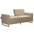 Pemberly Row Coil Futon Modern Sofa Bed and Couch in Ivory Velvet
