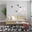 Pemberly Row Coil Futon Modern Sofa Bed and Couch in Ivory Velvet