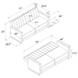 Pemberly Row Coil Futon Modern Sofa Bed and Couch in Ivory Velvet