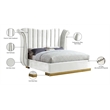 Pemberly Row Contemporary Solid Wood and Velvet King Bed in White