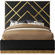 Pemberly Row Modern / Contemporary Rich Velvet Queen Bed in Black