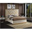 Pemberly Row Contemporary Solid Wood and Velvet King Bed in Cream