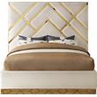 Pemberly Row Modern / Contemporary Rich Velvet Queen Bed in Cream