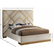 Pemberly Row Modern / Contemporary Rich Velvet Queen Bed in Cream