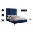 Pemberly Row Modern / Contemporary Rich Velvet King Bed in Navy