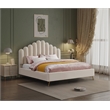 Pemberly Row Modern Solid Wood and Tufted Velvet King Bed in Cream