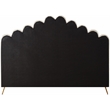 Pemberly Row Modern Solid Wood and Tufted Velvet King Bed in Cream