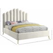 Pemberly Row Modern Solid Wood and Tufted Velvet King Bed in Cream