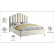 Pemberly Row Modern Solid Wood and Tufted Velvet King Bed in Cream