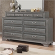 Pemberly Row Contemporary Wood 10-Drawer Double Dresser in Gray