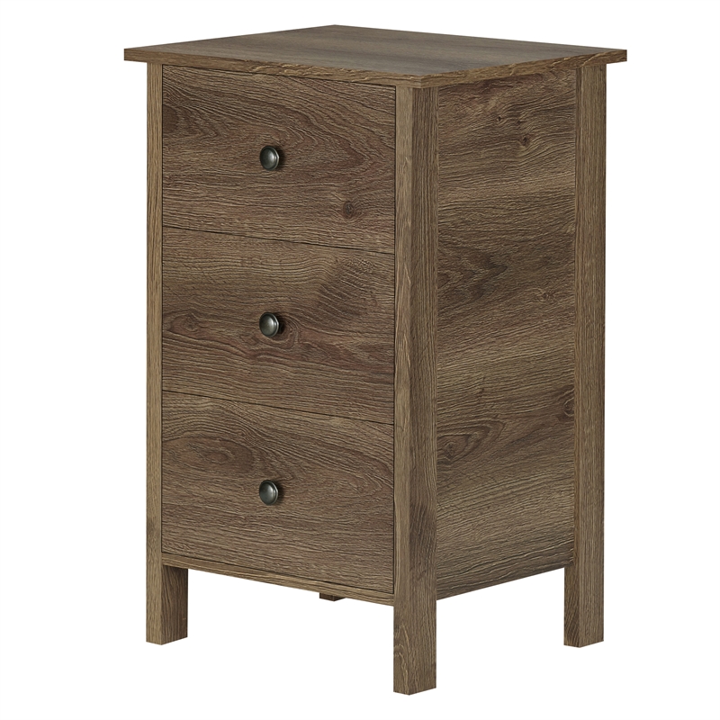 Pemberly Row Rustic Wood 3-Drawer Nightstand in Distressed Walnut