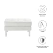 Pemberly Row Tufted Upholstered Faux Leather Ottoman in Silver and White