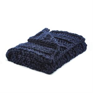 Pemberly Row 50&quotx70&quot Channel Knit Super Soft Fabic Throw in Navy Blue
