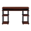 Pemberly Row No-tools Student Desk in Cherry Wood Finish and Black Poles