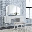 Pemberly Row Contemporary Transitional White Finish Vanity Stool