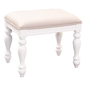 Pemberly Row Contemporary Transitional White Finish Vanity Stool