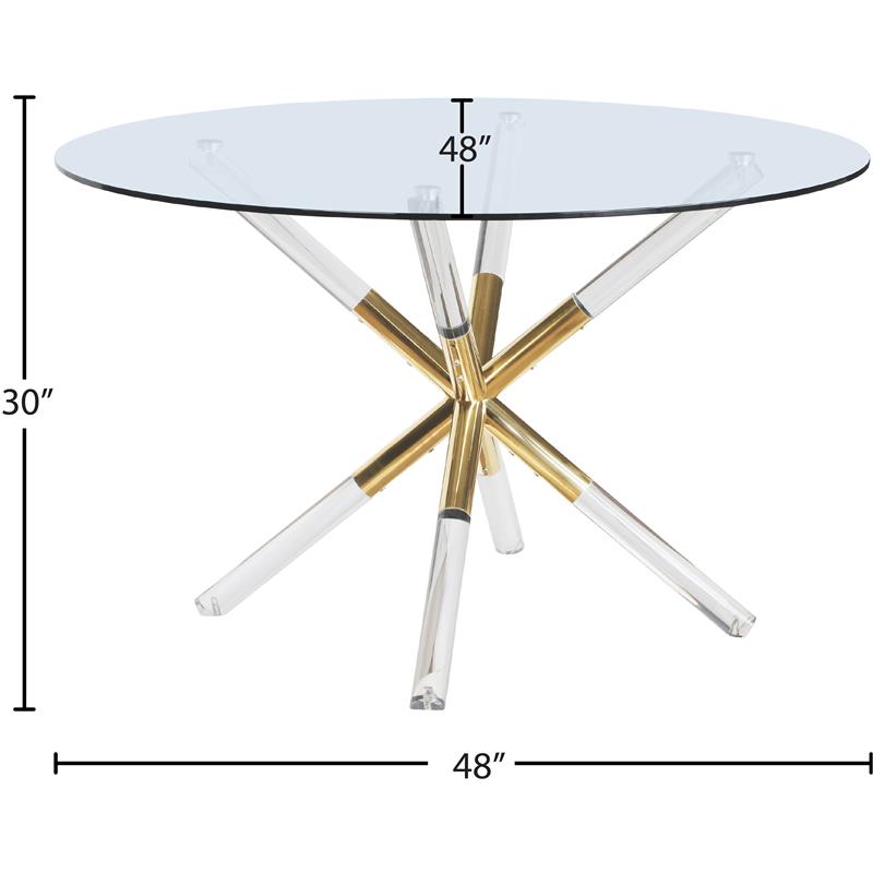 Pemberly Row Contemporary Round Tempered Glass Top Dining Table