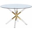 Pemberly Row Contemporary Round Tempered Glass Top Dining Table