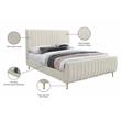 Pemberly Row Contemporary Transitional Cream Velvet Full Bed