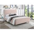Pemberly Row Contemporary Transitional Pink Finish Velvet Full Bed