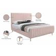 Pemberly Row Contemporary Transitional Pink Finish Velvet Full Bed