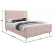 Pemberly Row Contemporary Transitional Pink Finish Velvet Full Bed