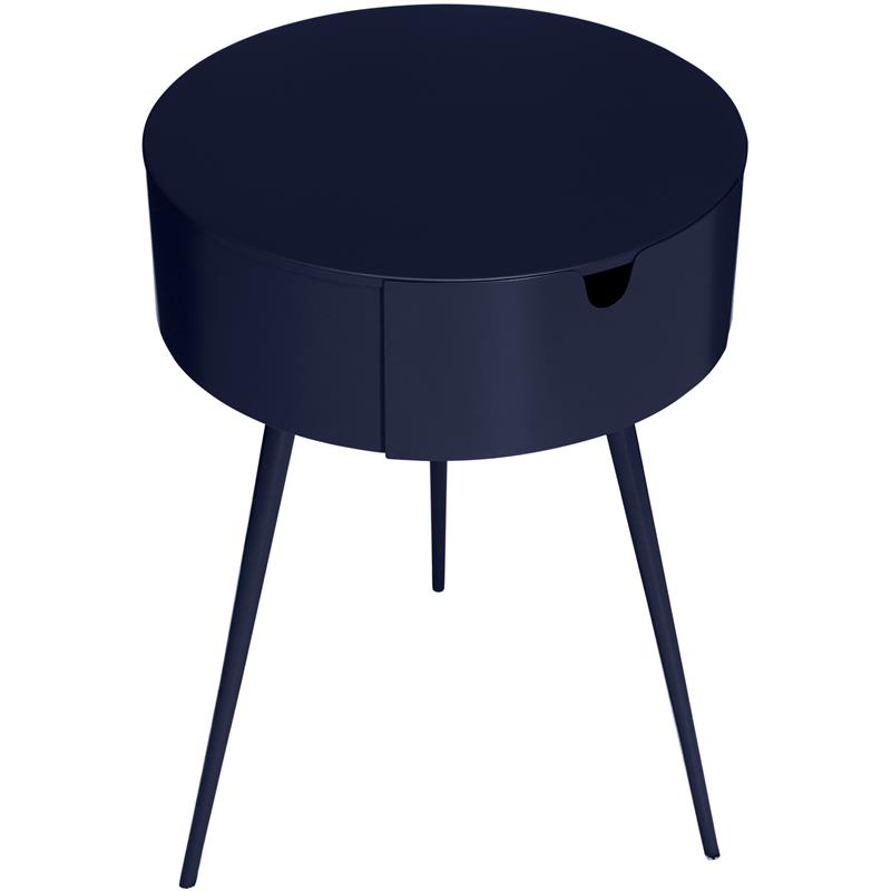 Pemberly Row Contemporary Transitional Navy Metal Nightstand