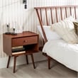 Pemberly Row 3-Piece Solid Wood Bedroom Set Spindle Bed + 2 nightstands - Walnut