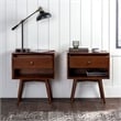 Pemberly Row 3-Piece Solid Wood Bedroom Set Spindle Bed + 2 nightstands - Walnut