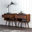 Pemberly Row 3-Piece Solid Wood Bedroom Set Spindle Bed + 2 nightstands - Walnut