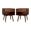 Pemberly Row 3-Piece Solid Wood Bedroom Set Spindle Bed + 2 nightstands - Walnut