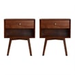 Pemberly Row 3-Piece Solid Wood Bedroom Set Spindle Bed + 2 nightstands - Walnut