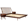 Pemberly Row 3-Piece Solid Wood Bedroom Set Spindle Bed + 2 nightstands - Walnut